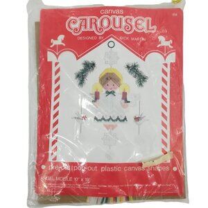 Canvas Carousel Plastic Kit Angel Mobile Christmas Snowflake Dove New Vtg 80s